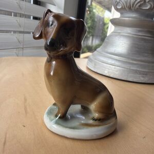 Zsolnay Pecs Hungary DACHSHUND Dog Figurine Hand-Painted Porcelain